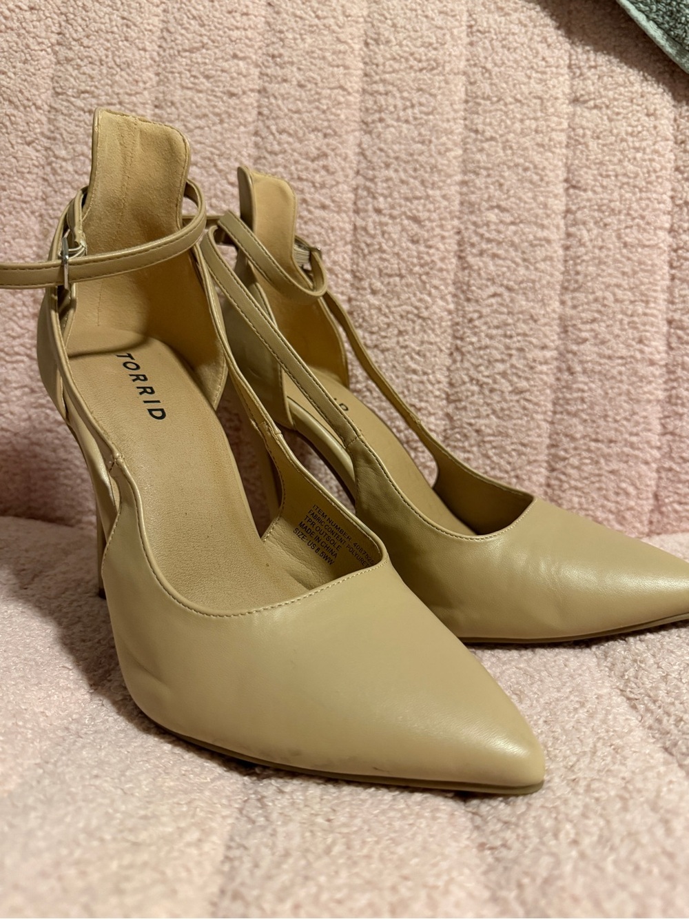 torrid Beige Pointed-Toe Ankle-Strap Pumps